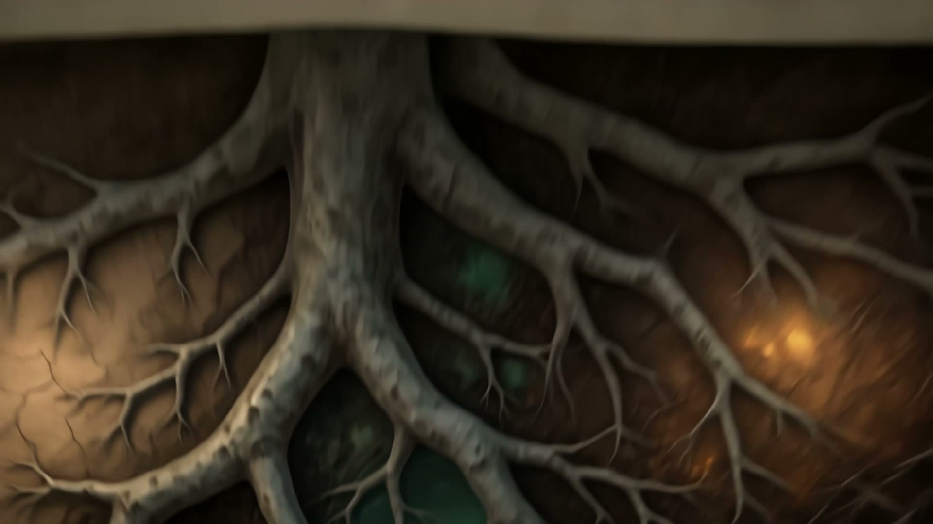 An illustrated garden shown above and below ground, with roots reaching into layers of soil.